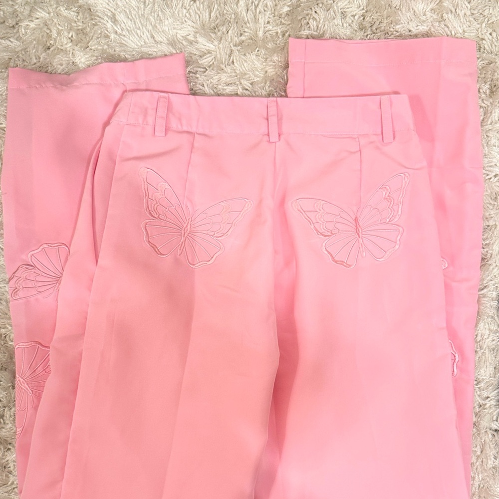 Lipt Label Pink Women's Suit Pants with Butterfly Design